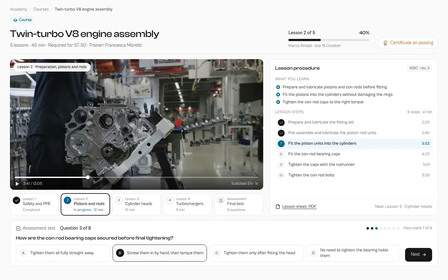 Academy: Training courses and tests